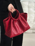 KYLETHOMASW  -  Women Folds Cloud bag PU  Axillary Bag Fashion Female Shoulder Crossbody bags red bride Ruched Hobos ladies totes