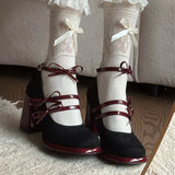 KYLETHOMASW  -  Designer Luxury Spring Thick Heel Women Mary Jane Shoes Butterfly-knot Buckle Strap Shoes Ladies Elegant Dancing Party Pumps