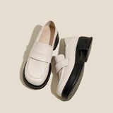 KYLETHOMASW  -  Women's Vintage British Style Loafers JK College Style Thick Sole Dress women's shoes Elegant Casual Leather Shoes Zapatos Mujer