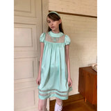 KYLETHOMASW  -  Summer New Doll Collar Angel Embroidered Puffy Dress Female Slim and Comfortable