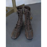 KYLETHOMASW  -  Retro Knight Boots Women's 2025 Spring Autumn Genuine Leather Lace-Up Western ort Boots Thi Bot Color Blo