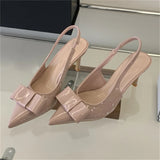 KYLETHOMASW  -  New Fashion Butterfly-kont Patent Leather Women Pumps Shoes Sexy Thin High Heels Pointed Toe Striptease Sandals
