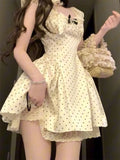 KYLETHOMASW  -  Summer Elegant Polka Dot A-line Slip Birthday Full Dress Sweet France Fashion Designer Kawaii Slim Party Evening Dresses