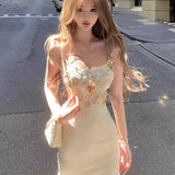 KYLETHOMASW  -  French-style Slimming New Summer Design Sense Tulle Flower Elegant Fishtail Lace Cami Dress
