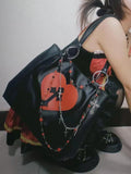 KIylethomasw Y2k Grunge The Tote Bag Women Gothic Cross Pu Leather Chain Large Capacity Handbags Ladies Vintage Black Shoulder Bag