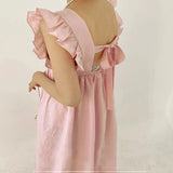 KYLETHOMASW  -  Summer Korean White Long Dress Women Ruffles Sweet Square Neck Backless A-Line Dress New Elegant Casual Women Clothes P739