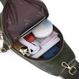 KYLETHOMASW  -  Retro PU Leather Satchel Bag Women's Solid Color Shoulder Bag Multi Pocket Casual Chest Bag Ladies All-Match Crossbody Bags
