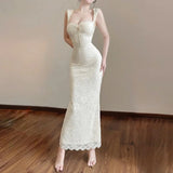 KYLETHOMASW  -  Jacquard Elegant Maxi Dress Women Square Collar Shirring Backless Sleeveless Midnight Prom Party Hipster Skinny Vestidos