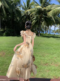 KYLETHOMASW  -  Floral Prints Midi Dresses for Women Vintage Fashion Elegant French Clothing Casual Holiday Beach Party Summer New
