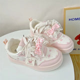 KYLETHOMASW  -  New Women Students Sneakers Fashion Cute Ladies Causal Shoes School Patchwork Non-slip Women's Sports Shoes with Bowknot