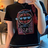 KYLETHOMASW  -  Summer Letter Printing Y2k Aesthetic T-shirt Streetwear Vintage Slim Fit Casual Tshirts Women Grunge Harajuku Cropped Tees