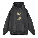 Kylethomasw Butterflies Print Black Hoodie Women Streetwear Harajuku Oversized Pullover Sweatshirts Maillard Reaction Cotton Clothes