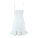 KYLETHOMASW  -  Bow Lace Trim White Sling Mini Sexy Dresses  Sweet Women Elegant A-line Cotton Summer Dress Night Out Robe