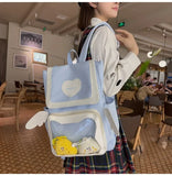 KYLETHOMASW  -  Large Capacity Ita Mochila Transparent Mochilas Preppy Style Mujer School Bag Student Backpack Heart Backpacks