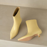 KYLETHOMASW  -  Real cow leather women ankle boots low thin heel pointed toe booties