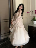 KYLETHOMASW  -  Lily French Elegance Dresses Temperament V-neck Suspender Dress Women Summer New Beautiful Romantic Vestido