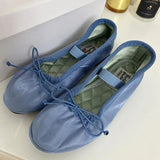 KYLETHOMASW  -  Rarely-seen ballet shoes for women - new style with bow ties and satin fabric Mary Jane flats with flat soles, single shoes.