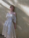 KYLETHOMASW  -  Summer Dress for Women New High-end Designed Temeprature Advanced Elegant Style Niche Chic Bright Silk Spliced Bead Dress
