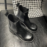 KYLETHOMASW  -  New Women's Chelsea Boots Retro Square Toe Women Ankle Boots Large Size Stretch female Cigarette Boots