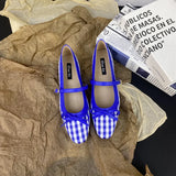KYLETHOMASW  -  High Quality Checkered Design Mary Jane Shoes Women Inner Height Increase Flat Ballet Shoes Comfortable Soft Bottom Casual Shoes