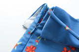 KYLETHOMASW  -  Summer Girl Bandage Lacing Up Sashes Ruched Waist Blue Floral Print Mini Skirts Fashion Women Zip up Waist A-lined Short Skirts