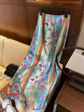 KYLETHOMASW  -  Y2k Streetwear New Chinese Glass Oil Painting Long Skirt Slit Vintage Temperament Skirts for Woman Korean Fashion Faldas