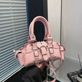 KYLETHOMASW  -  Vintage Pink Y2k Messenger Bag Purse Women 2025 Leather Rivet Chic Handle Casual Crossbody Bags Retro Hand Bag Aesthetic