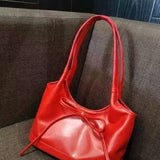 KYLETHOMASW  -  Sweet Cute Bow Handbag Women Solid Color Leather Large Capacity Shoulder Bag Ladies Simple Everyday Commuting Versatile Tote Bag