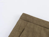 KYLETHOMASW  -  Color Single Breasted Vest Minimalist Casual Pants Retro Linen Texture Coffee Two Pieces Set Women Straight Leg