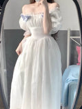 KYLETHOMASW  -  France Fairy Sweet Dress Women Vintage Evening Party Midi Dresses Casual Designer Chic Princess Retro White Dress