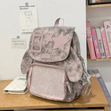 KYLETHOMASW  -  Korean Women Kawaii Ears Backpack Luxury Design Y2k Chic Star Schoolbags for Students Transparent Transparent All Match Ita Bags
