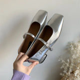 KYLETHOMASW  -  Spring Autumn Flat mary janes shoes woman candy color soft leather ballet flats ankle strap comfy mocaasins for woman