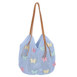 KYLETHOMASW  -  Cute Hollow Out Butterfly Knitting Bag Beach Handbag Tote Bag Beach Bag Large Capacity Bohemian Style Hollow Shoulder Bag Travel