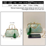 Kylethomasw Floral Print Women Shoulder Crossbody Bag Satin Handbag For Women Elegant Bags For Women Fashion Tassel Messenger Clutch Purse