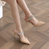 KYLETHOMASW  -  High Heel Sandals Women's Summer French Word with High-heeled Bag Head Sandals Womens New Rhinestone Pointed Stiletto High Heels