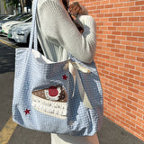 KYLETHOMASW  -  Large Tote Bag for Women Korean Canvas Woman Shoulder Shopper Bags Fashion Cartoon Embroidery Lady Big Female Handbags