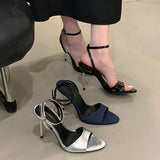 KYLETHOMASW  -  Fashion Ankle Buckle Ladies Super High Heels Sandals Shoes Female Round Toe Footwear Elegant Women Heeled Sandals Shoes Pumps