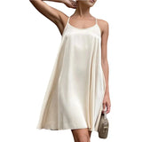 KYLETHOMASW  -  Women's Long Silky Tank Top Spaghetti Strap Camisole Slip Dress Backless Loose Dress