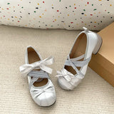 KYLETHOMASW  -  Lace Cross Strap Women Mary Jane Shoes Fashion Sweet Butterfly-knot Thick Heel Shoes Spring Autumn Ladies Elegant Dress Pumps