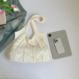 KYLETHOMASW  -  Women's Knitted Hollow Tote Bag Fresh Casual Aesthetic Daily Travel Shoulder Hobo Bag New Soft Fashion Simple Handbags