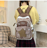 KYLETHOMASW  -  High-capacity Transparent Star Dot Ita Bags Sweet Y2k Aesthetic Ins Students Backpacks Contrast Color Patchwork Women Schoolbags