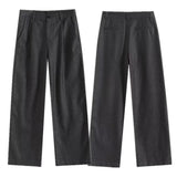 KYLETHOMASW  -  French Minimalist Grey High WaistedLeg Casual Pants  Straight Women Fashion Office Ladies Winter Trousers