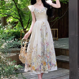 KYLETHOMASW  -  Fashion Printing Casual Dress Women's Short Sleeve Waist Retraction A Line Dresses 2025 Summer New Tide
