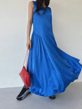 KYLETHOMASW  -  2025 Fashion Korean Side Pleated Large Swing Vest Dress Women Summer New Retro and Stylish Loose White Long Vestidos