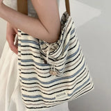 KYLETHOMASW  -  Contrast Color Striped Simple Grunge Shoulder Bags Sweet Y2k Aesthetic Casual Handbags All Match Chic Women Fashion Underarm Bag