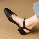 KYLETHOMASW  -  2025 Vintage Women Sandals Square Toe Thick Heels 3.5cm Buckle Strap Breathable Small Size 31 32 33 Sweet Daily Shoes
