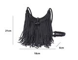 Kylethomasw Double-Sided Tassel Design Women Crossbody Bags vintage Soft PU Leather female Shoulder Bag manual Weave messenger Sling bag