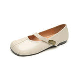 KYLETHOMASW  -  Retro Belt Strap Mary Janes Woman Lolita Flats Shoes Square Toe Cozy Slip On Loafers Female Solid Pu Leather Mocasines De Mujer