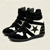 KYLETHOMASW  -  Trend Wedge Women's Sneakers Hidden Heel 7CM High Top Star Rivet Decor Suede Women's Shoes Velcro Platform Casual Women's Boots