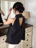 KYLETHOMASW  -  Small Sexy Backless Hanging Neck Style Ribbon Vest Women Summer New Item Niche Retro Loose Versatile Shirt